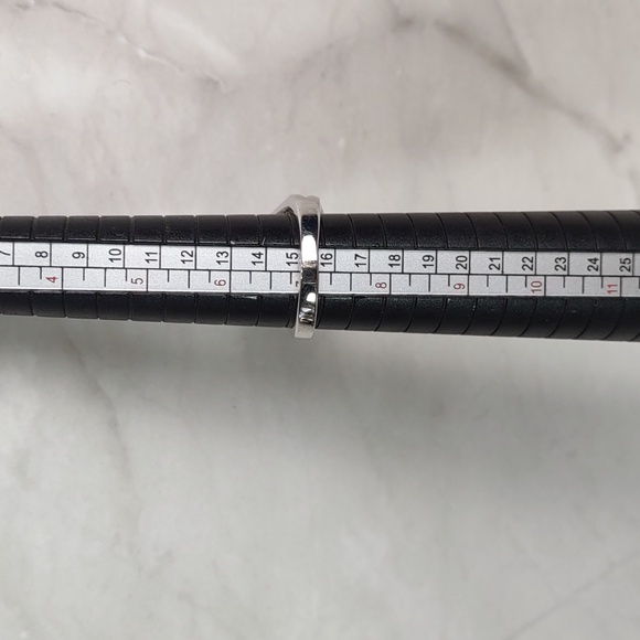 Grey Pearl/Micro Pave` Silvertone Ring - Picture 5 of 11